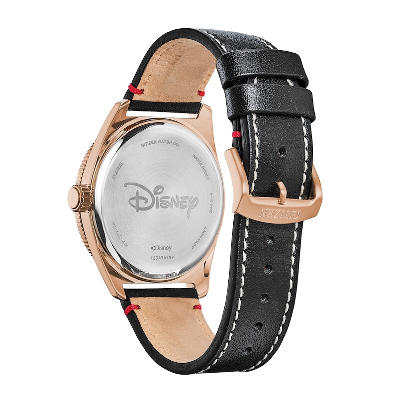 Citizen Eco-Drive® Mickey Mouse Rose-Tone Strap Watch with Black Dial (Model: AW1596-08W)