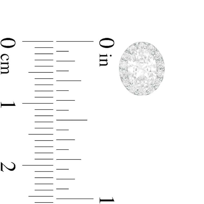 Main Image 3 of 1.45 CT. T.W. Certified Oval Diamond Frame Stud Earrings in 14K White Gold (I/SI2)