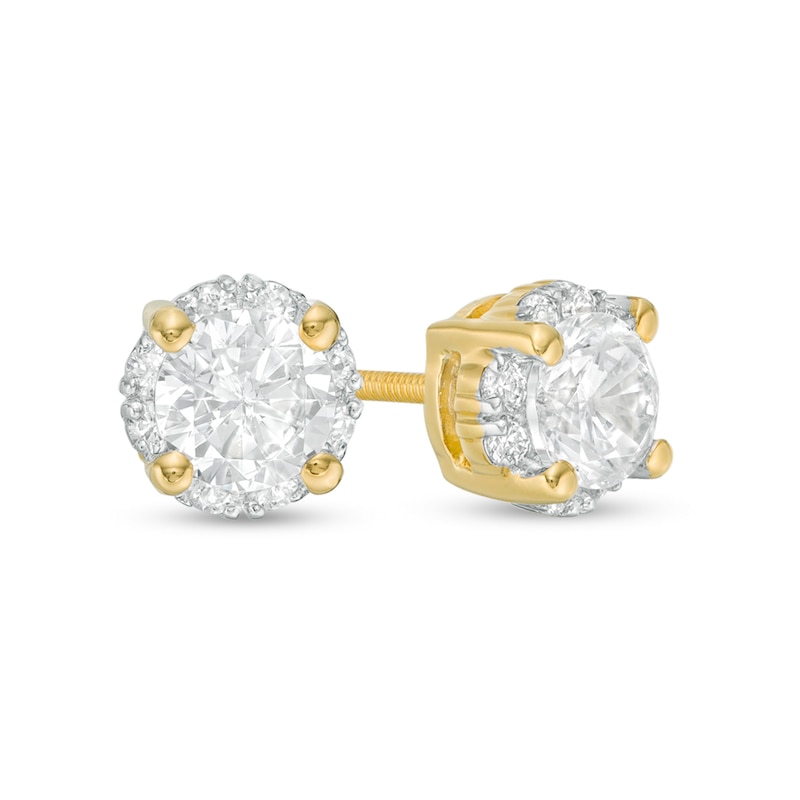 Main Image 1 of 0.30 CT. T.W. Certified Canadian Diamond Frame Stud Earrings in 14K Gold (I/I2)