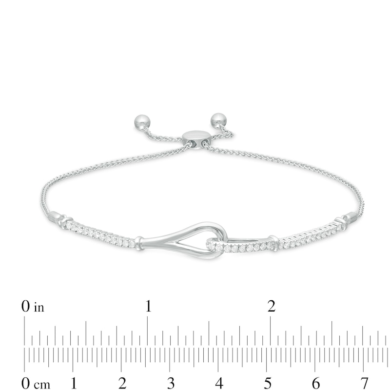 Love + Be Loved 0.50 CT. T.W. Diamond Loop Bolo Bracelet in 10K White Gold - 9.0"