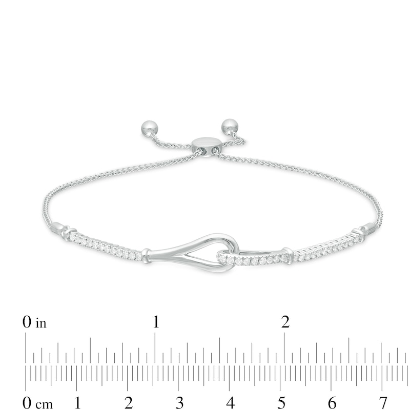 Love + Be Loved 0.50 CT. T.W. Diamond Loop Bolo Bracelet in 10K White Gold - 9.0"