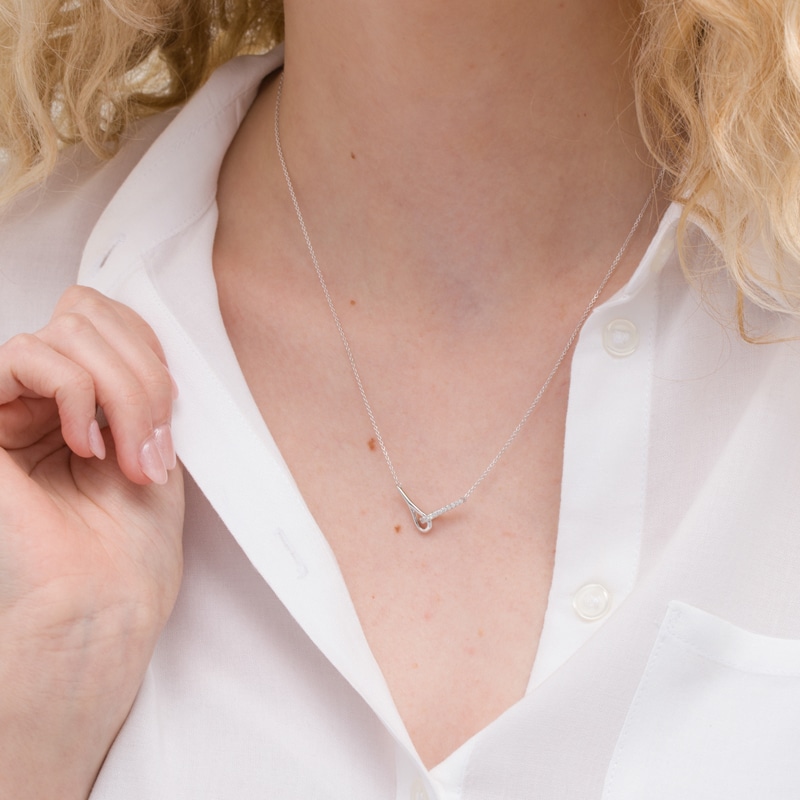 Love + Be Loved 0.10 CT. T.W. Diamond Loop Necklace in 10K White Gold