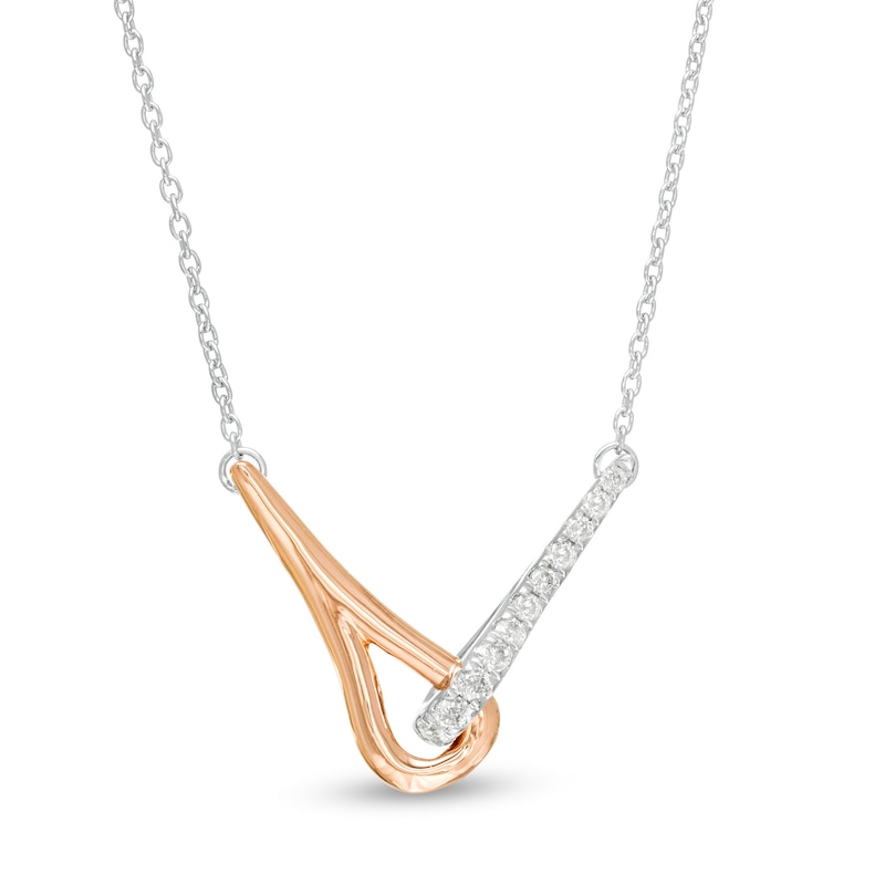 Love + Be Loved 0.10 CT. T.W. Diamond Loop Necklace in 10K Two-Tone Gold