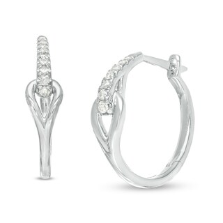 Love + Be Loved 0.16 CT. T.W. Journey Diamond Loop Hoop Earrings in Sterling Silver