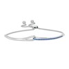 Thumbnail Image 1 of Love + Be Loved Lab-Created Blue Sapphire Loop Bolo Bracelet in Sterling Silver - 9.5"