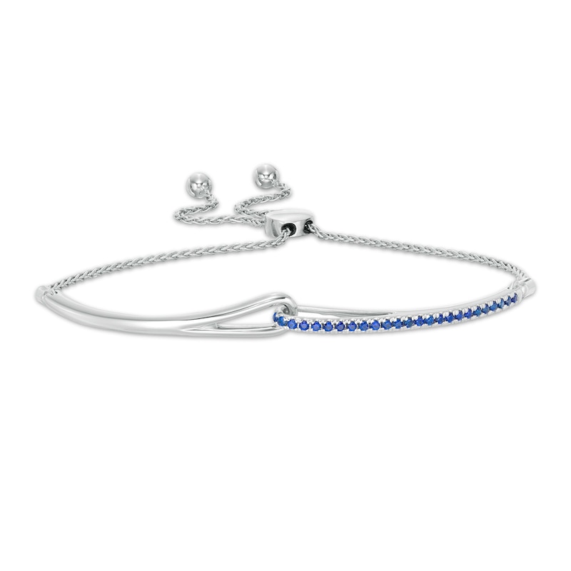 Love + Be Loved Lab-Created Blue Sapphire Loop Bolo Bracelet in Sterling Silver - 9.5"