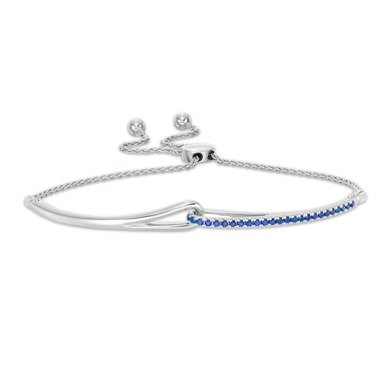 Main Image 1 of Love + Be Loved Lab-Created Blue Sapphire Loop Bolo Bracelet in Sterling Silver - 9.5"