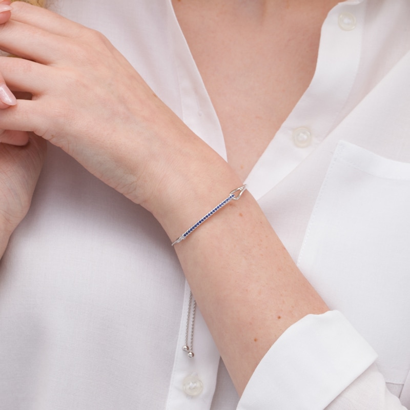 Main Image 2 of Love + Be Loved Lab-Created Blue Sapphire Loop Bolo Bracelet in Sterling Silver - 9.5"