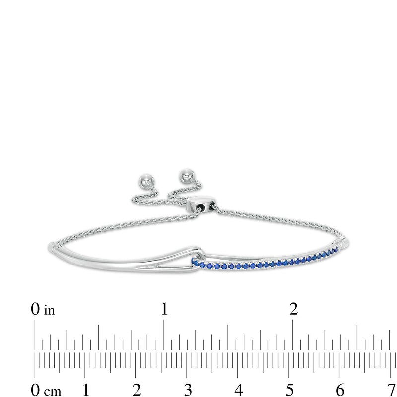 Main Image 3 of Love + Be Loved Lab-Created Blue Sapphire Loop Bolo Bracelet in Sterling Silver - 9.5"
