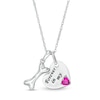 4.0mm Simulated Birthstone "Forever in my" Heart and Dog Bone Charm Pendant in Sterling Silver (1 Stone)