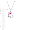 Thumbnail Image 3 of 4.0mm Heart-Shaped Simulated Birthstone and Diamond Accent Paw Print Heart Pendant in Sterling Silver (1 Stone and Line)