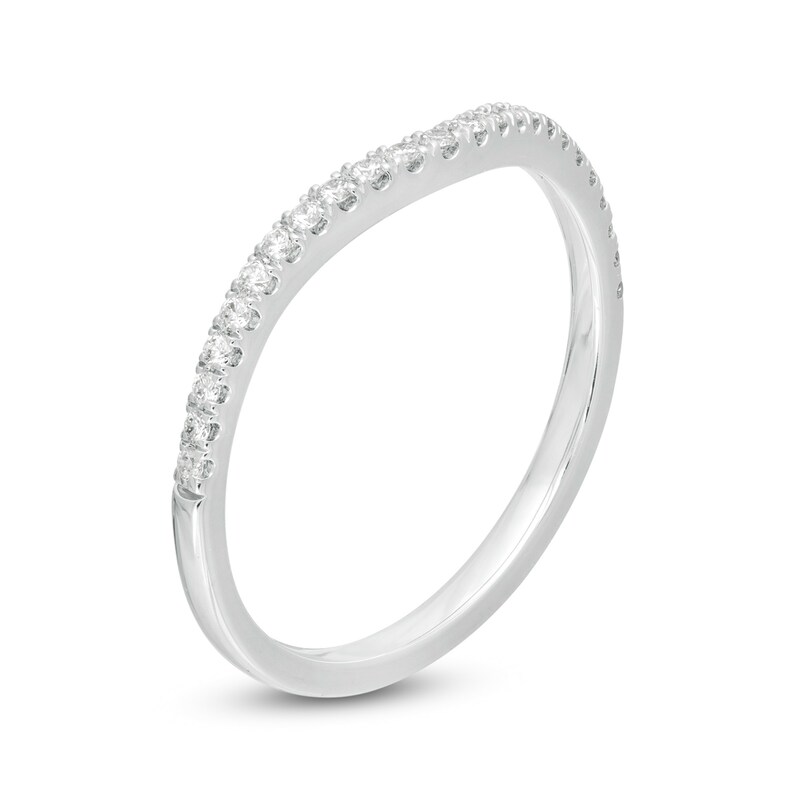 Emmy London 0.145 CT. T.W. Certified Diamond Contour Wedding Band in 18K White Gold (F/VS2)|Peoples Jewellers