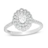 Thumbnail Image 1 of Emmy London 0.80 CT. T.W. Certified Oval Diamond Scallop Frame Engagement Ring in 18K White Gold (F/VS2)