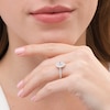 Thumbnail Image 1 of Emmy London 0.80 CT. T.W. Certified Oval Diamond Scallop Frame Engagement Ring in 18K White Gold (F/VS2)