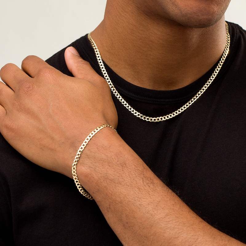 Main Image 2 of 4.7mm Curb Chain Bracelet and Necklace Set in 10K Gold