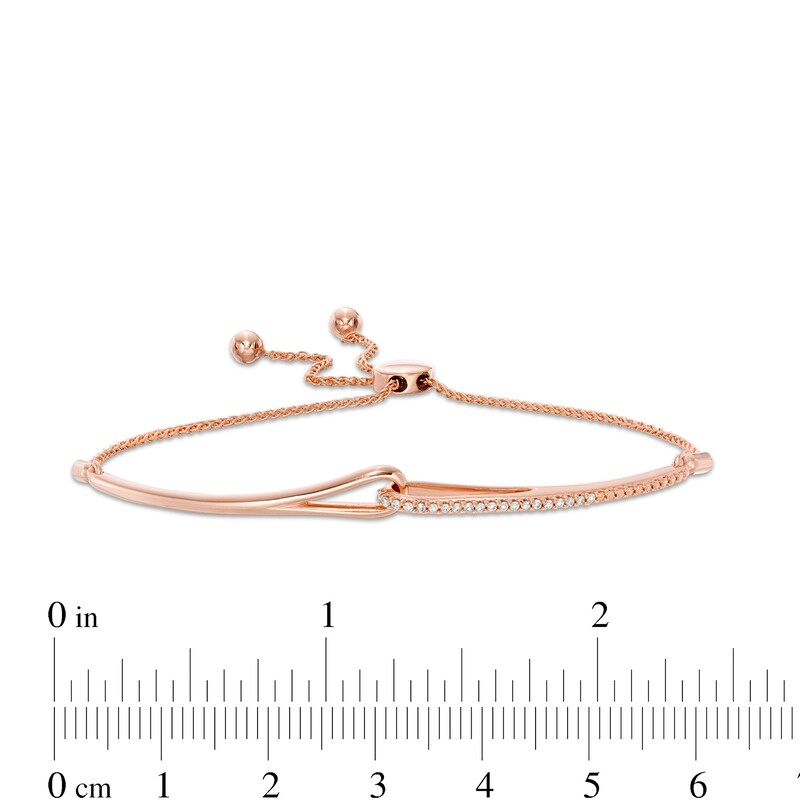 Main Image 3 of Love + Be Loved 0.10 CT. T.W. Diamond Loop Bolo Bracelet in 10K Rose Gold - 9.0"