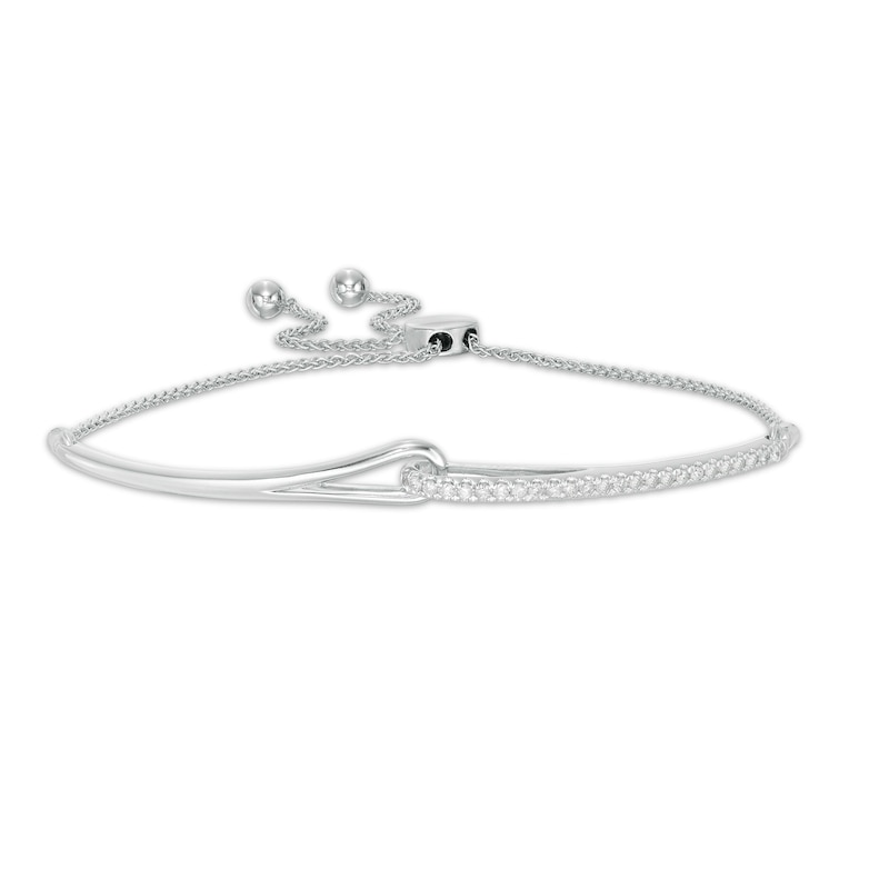 Love + Be Loved 0.25 CT. T.W. Diamond Loop Bolo Bracelet in 10K White Gold - 9.0"