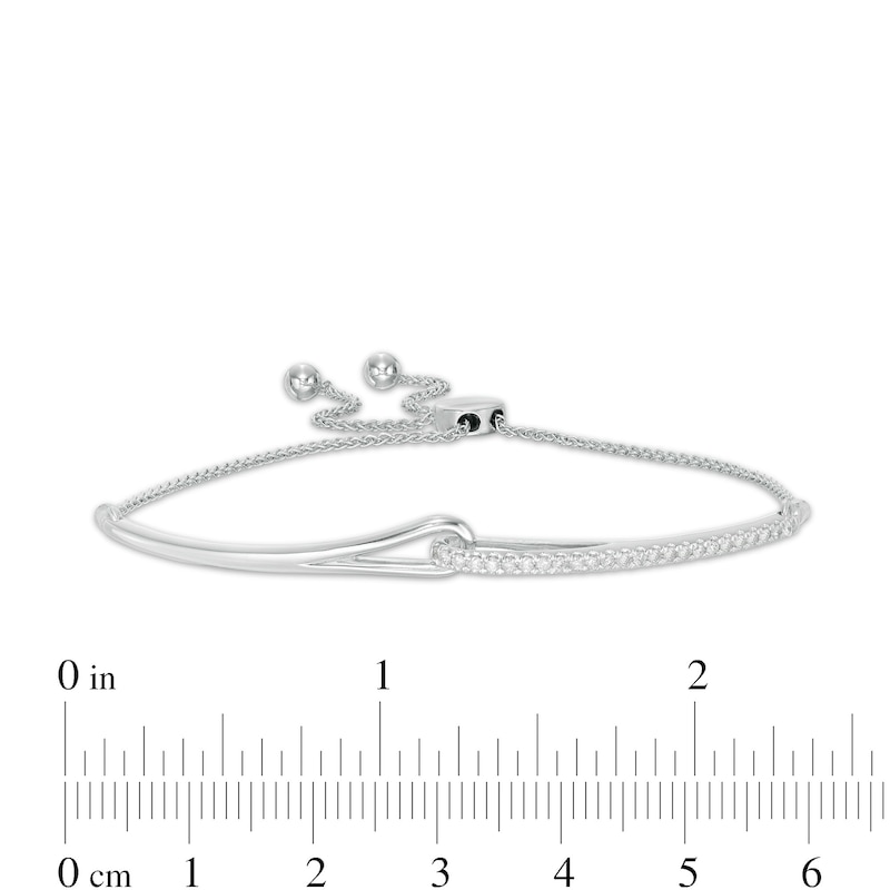 Love + Be Loved 0.25 CT. T.W. Diamond Loop Bolo Bracelet in 10K White Gold - 9.0"