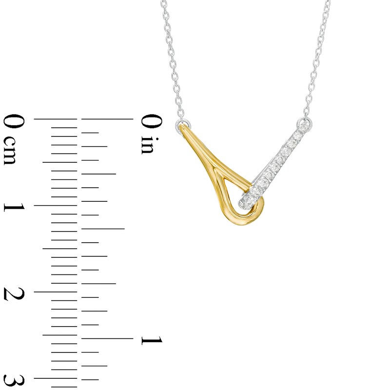 Main Image 3 of Love + Be Loved 0.10 CT. T.W. Diamond Loop Necklace in Sterling Silver and 10K Gold