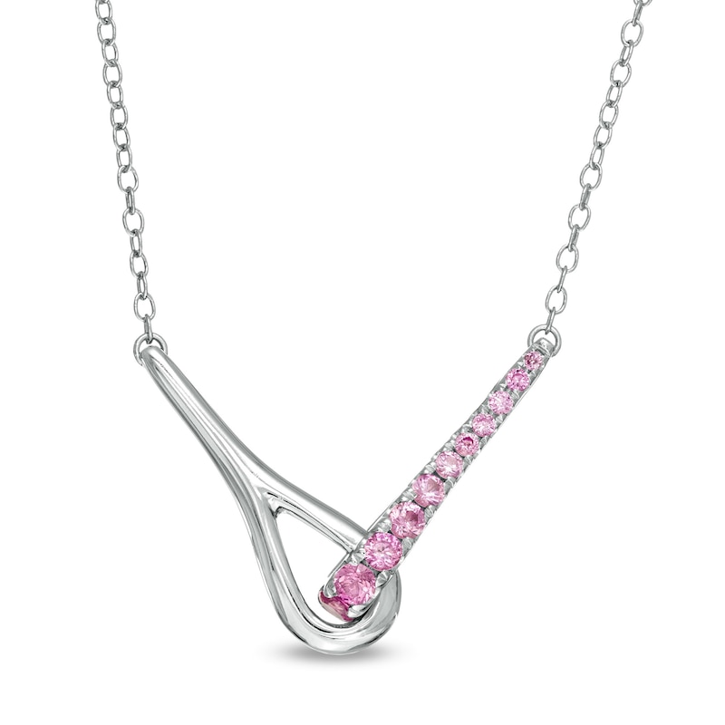 Main Image 1 of Love + Be Loved Lab-Created Pink Sapphire Loop Necklace in Sterling Silver