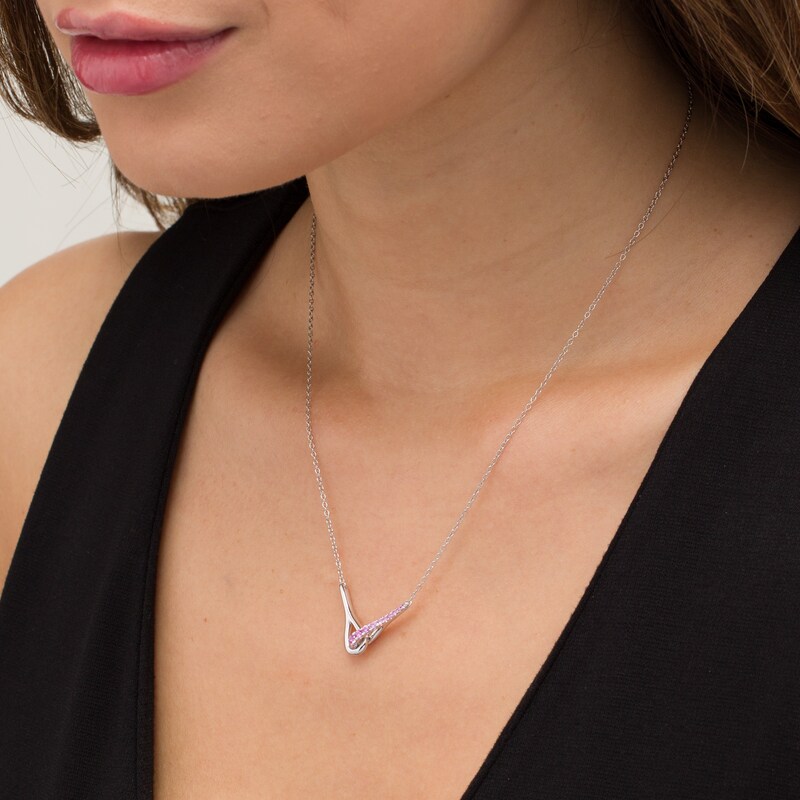 Main Image 2 of Love + Be Loved Lab-Created Pink Sapphire Loop Necklace in Sterling Silver