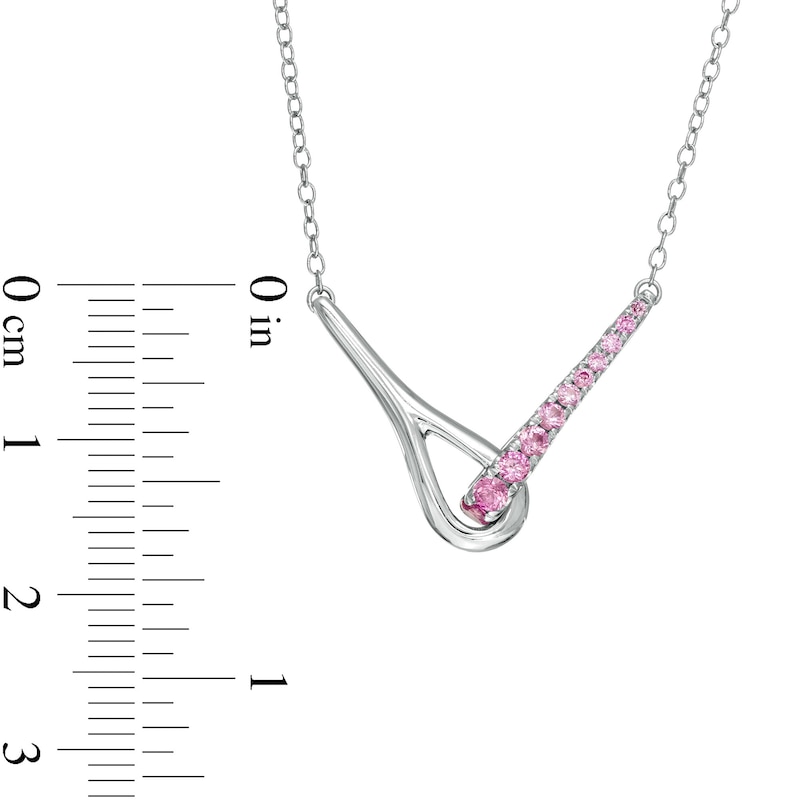 Love + Be Loved Lab-Created Pink Sapphire Loop Necklace in Sterling Silver