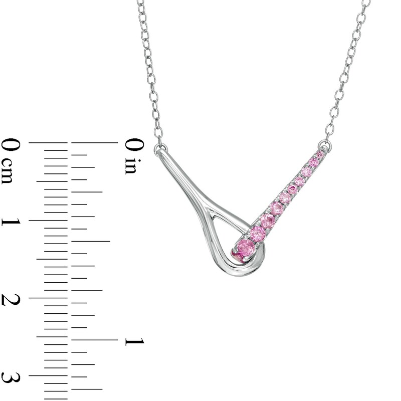 Main Image 3 of Love + Be Loved Lab-Created Pink Sapphire Loop Necklace in Sterling Silver