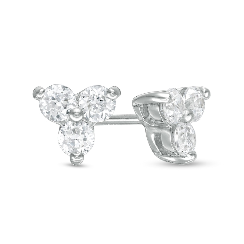 0.45 CT. T.W. Diamond Past Present Future® Stud Earrings in 10K White Gold