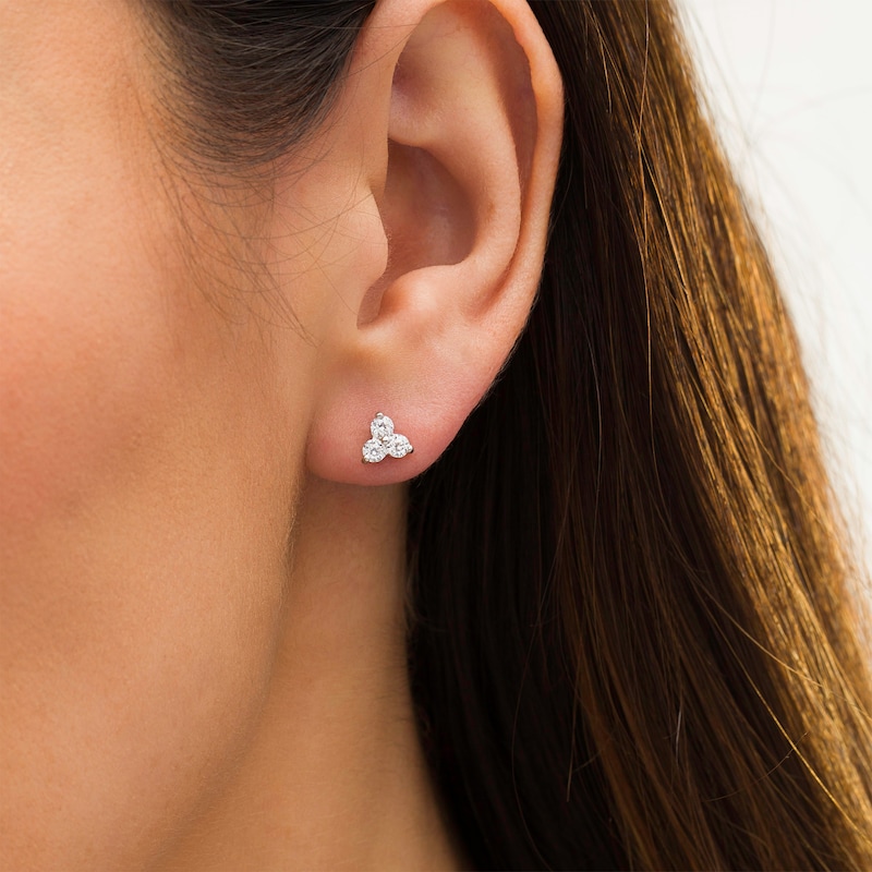 0.45 CT. T.W. Diamond Past Present Future® Stud Earrings in 10K White Gold