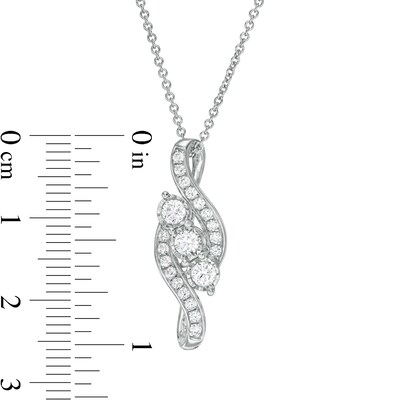 0.50 CT. T.W. Diamond Past Present Future® Bypass Swirl Pendant in 10K White Gold