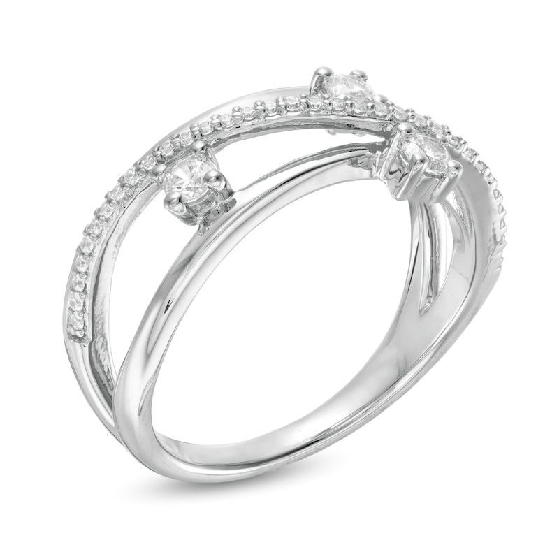 Main Image 3 of 0.29 CT.T.W. Past Present Future® Diamond Crossover Ring in 10K White Gold