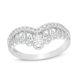 Emmy London 0.40 CT. T.W. Certified Pear-Shaped Diamond Crown Band in 18K White Gold (F/VS2)