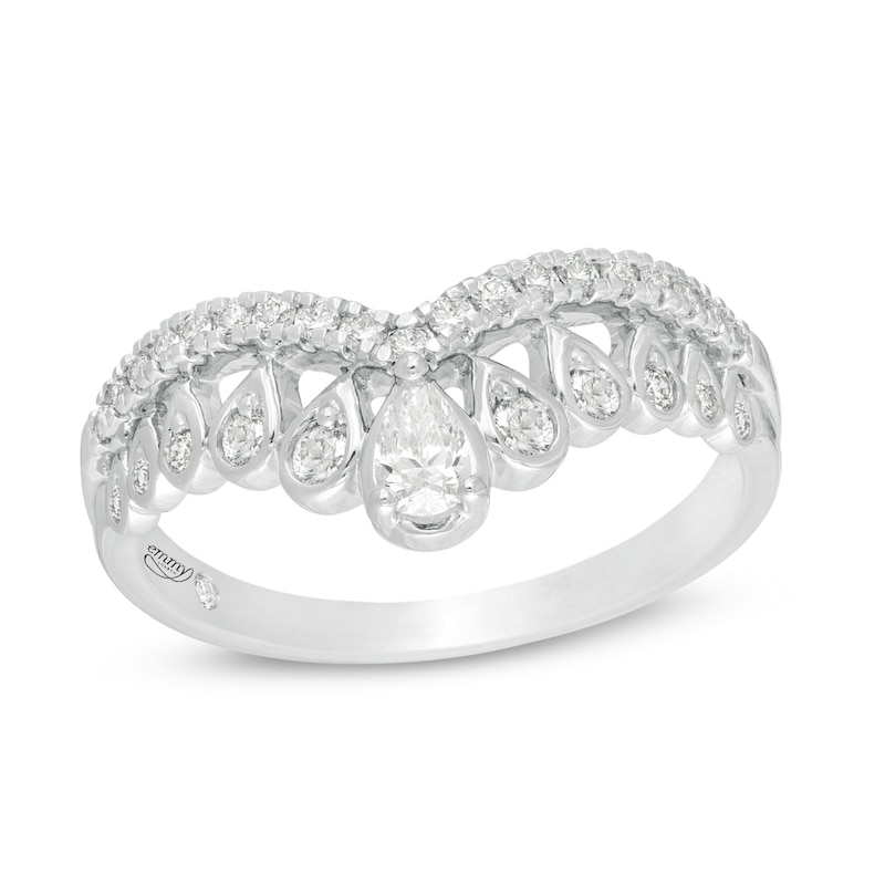 Emmy London 0.40 CT. T.W. Certified Pear-Shaped Diamond Crown Band in 18K White Gold (F/VS2)|Peoples Jewellers