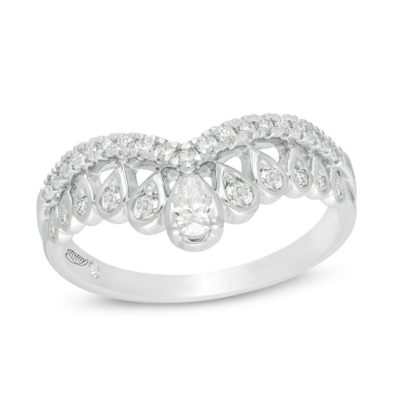 Main Image 1 of Emmy London 0.40 CT. T.W. Certified Pear-Shaped Diamond Crown Band in 18K White Gold (F/VS2)