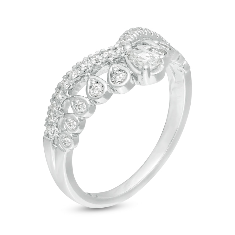 Emmy London 0.40 CT. T.W. Certified Pear-Shaped Diamond Crown Band in 18K White Gold (F/VS2)