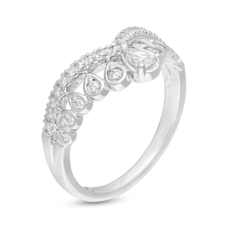 Main Image 3 of Emmy London 0.40 CT. T.W. Certified Pear-Shaped Diamond Crown Band in 18K White Gold (F/VS2)
