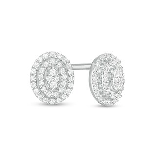 0.15 CT. T.W. Composite Diamond Double Oval Frame Stud Earrings in 10K White Gold