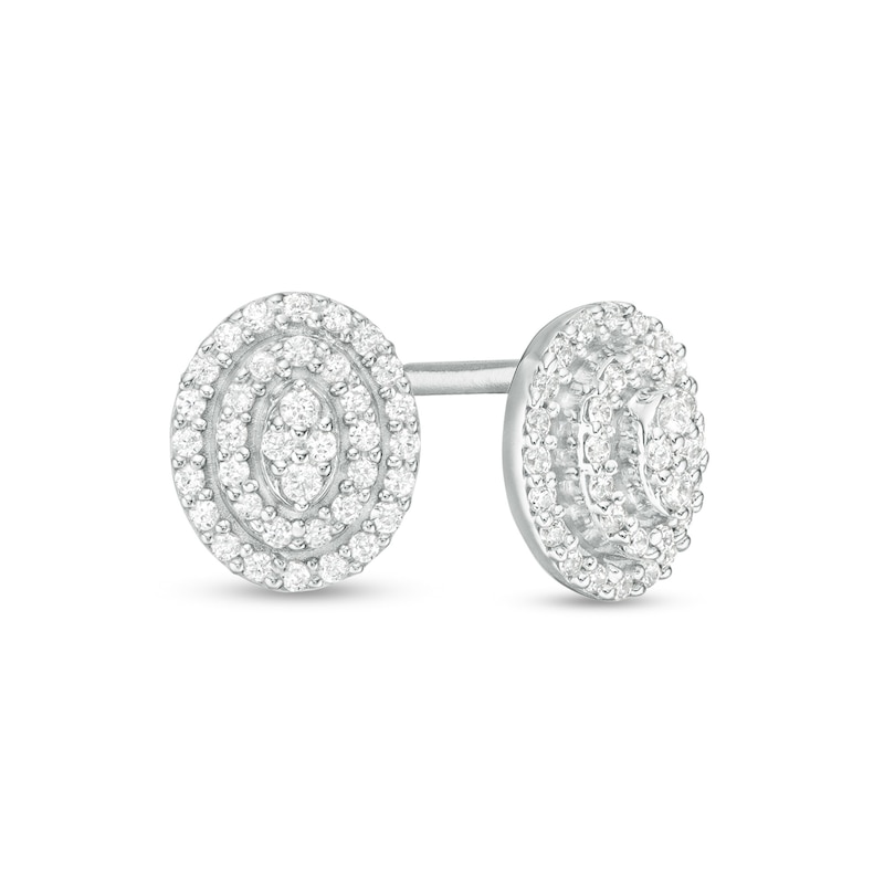 0.15 CT. T.W. Composite Diamond Double Oval Frame Stud Earrings in 10K White Gold|Peoples Jewellers