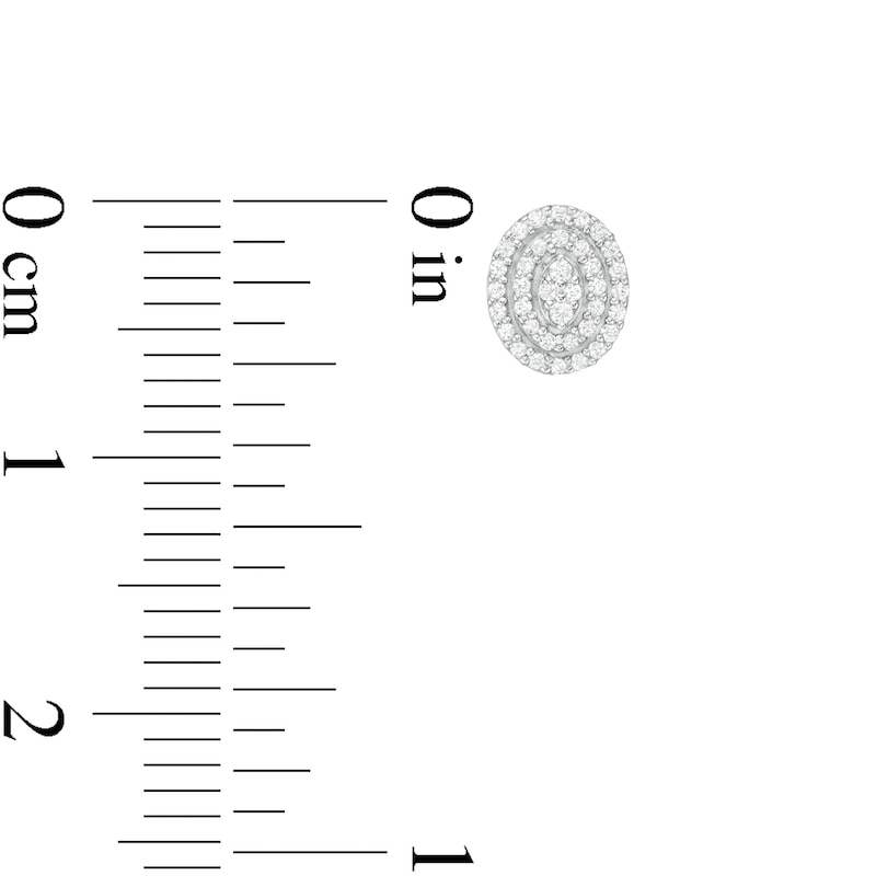 Main Image 3 of 0.15 CT. T.W. Composite Diamond Double Oval Frame Stud Earrings in 10K White Gold