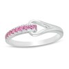 Thumbnail Image 1 of Love + Be Loved Lab-Created Pink Sapphire Heart Loop Ring in Sterling Silver