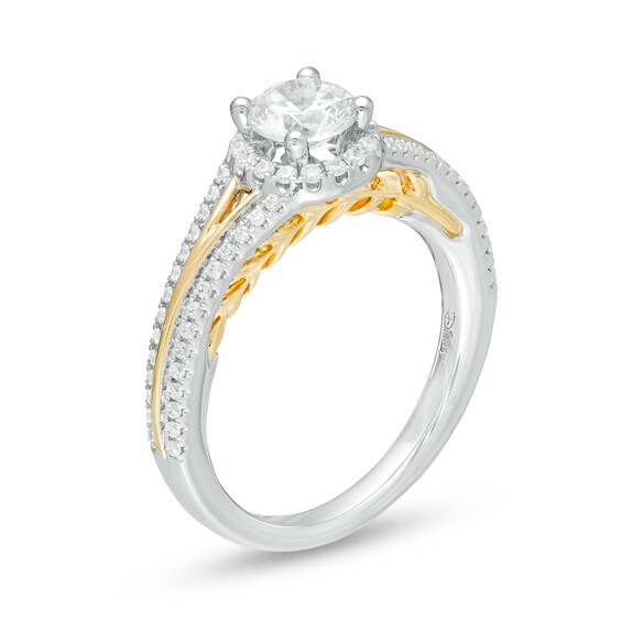 Enchanted Disney Anna 0.95 CT. T.W. Diamond Frame Split Shank Engagement Ring in 14K Two-Tone Gold