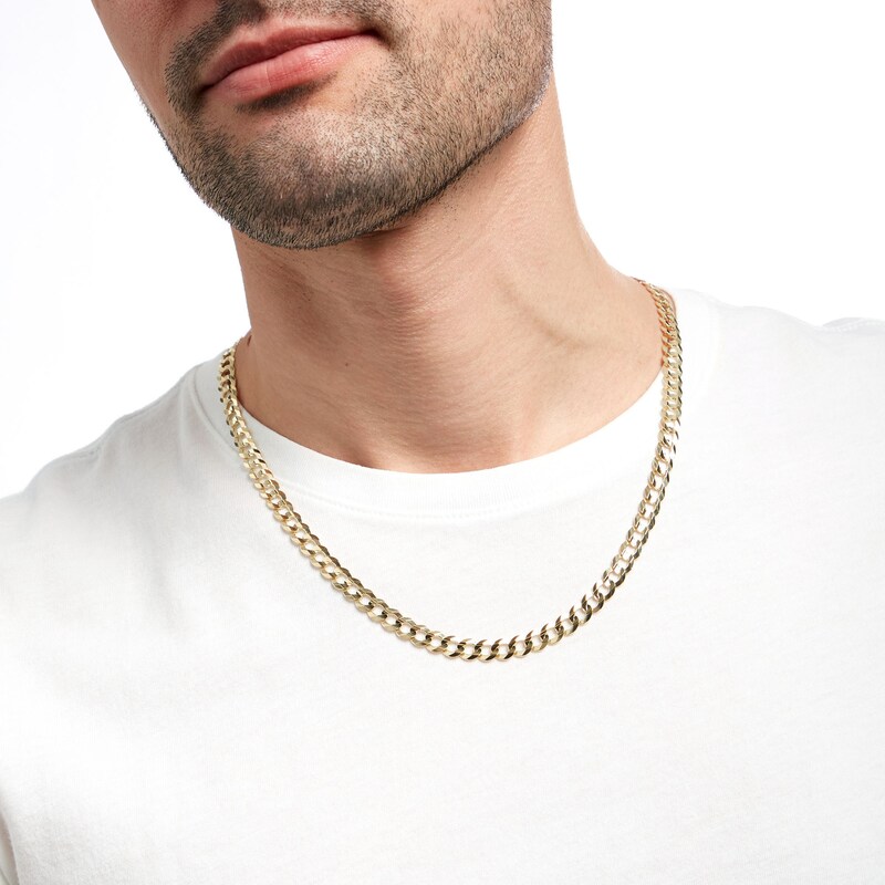 Main Image 2 of 7.0mm Curb Chain Necklace in Solid 10K Gold - 22"