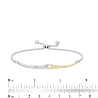 Love + Be Loved 0.10 CT. T.W. Diamond Loop Bolo Bracelet in Sterling Silver and 10K Gold - 9.0"