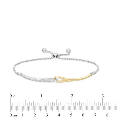 Love + Be Loved 0.10 CT. T.W. Diamond Loop Bolo Bracelet in Sterling Silver and 10K Gold - 9.0"