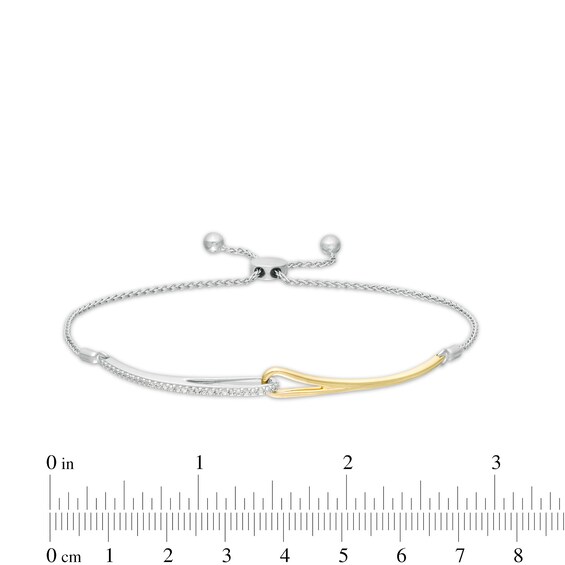 Love + Be Loved 0.10 CT. T.W. Diamond Loop Bolo Bracelet in Sterling Silver and 10K Gold - 9.0"