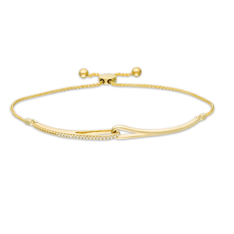 Love + Be Loved 0.10 CT. T.W. Diamond Loop Bolo Bracelet in 10K Gold - 9.0"