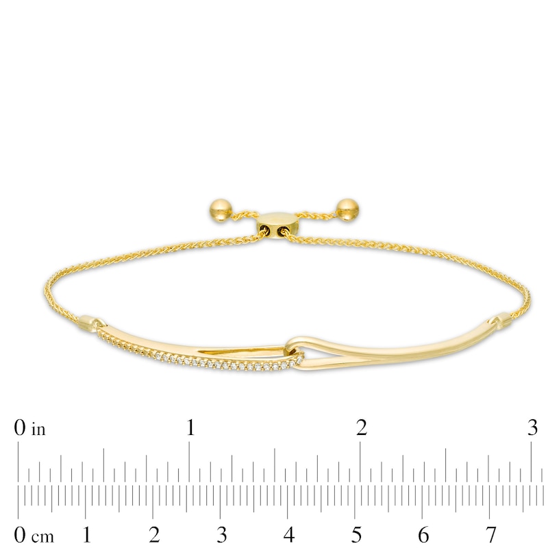 Love + Be Loved 0.10 CT. T.W. Diamond Loop Bolo Bracelet in 10K Gold - 9.0"