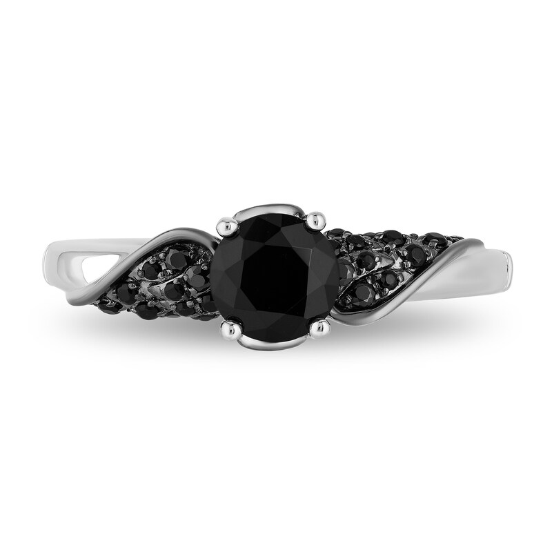 Main Image 4 of Enchanted Disney Villains Maleficent 0.80 CT. T.W. Enhanced Black Diamond Engagement Ring in 14K White Gold