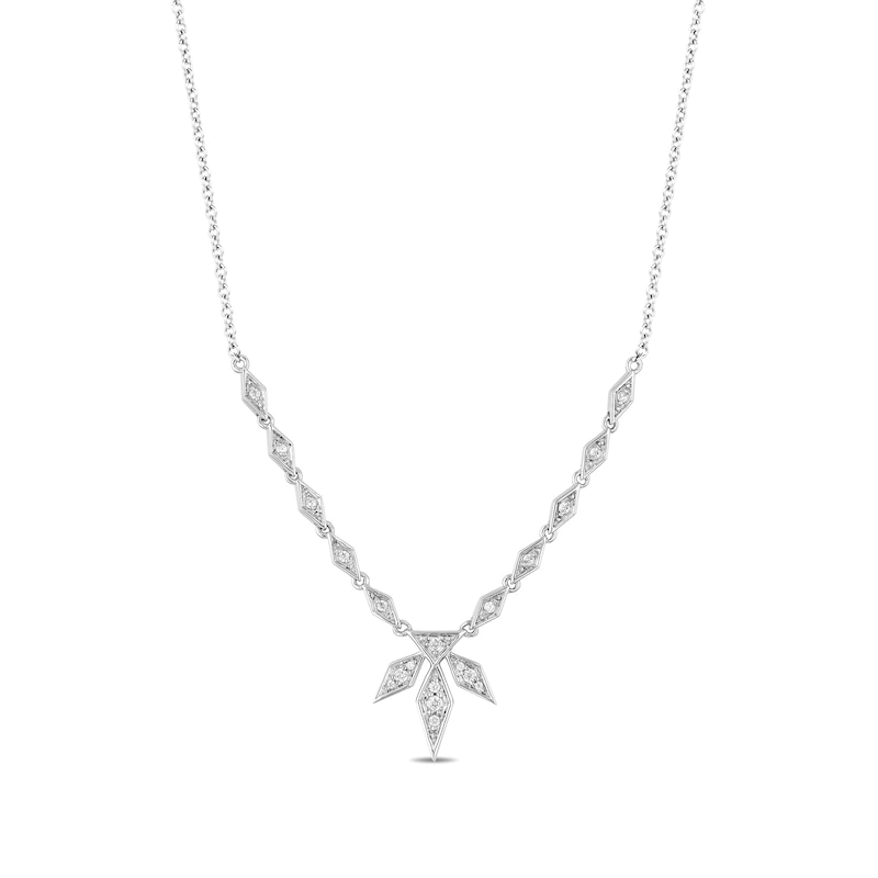 Main Image 1 of Enchanted Disney Elsa 0.18 CT. T.W. Diamond Snowflake Necklace in 10K White Gold