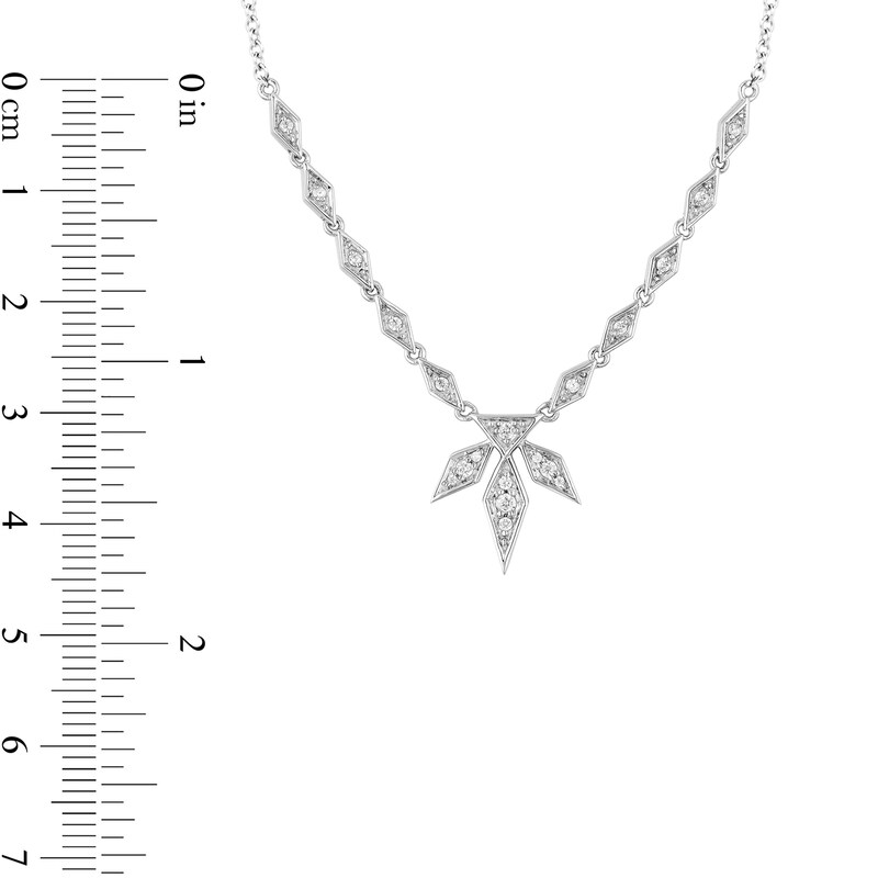 Main Image 2 of Enchanted Disney Elsa 0.18 CT. T.W. Diamond Snowflake Necklace in 10K White Gold